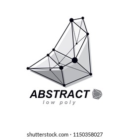 Vector abstract 3d geometric shape, polygonal figure. Technology corporate emblem.