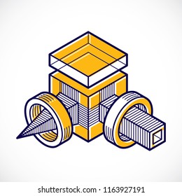 Vector abstract 3d geometric shape, polygonal figure.