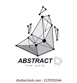 Vector abstract 3d geometric shape, polygonal figure. Technology corporate emblem.