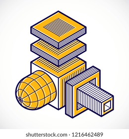 Vector abstract 3d geometric shape, polygonal figure.