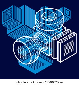Vector abstract 3d geometric shape, polygonal figure.