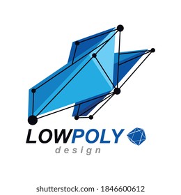 Abstrakte 3D-Geometrie, polygonale Figur. Technologiefirma-Emblem.