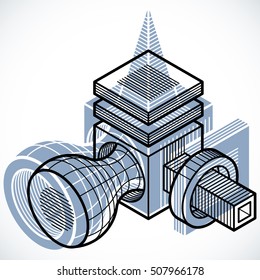 Vector abstract 3d geometric shape, polygonal figure.