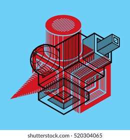 Vector abstract 3d geometric shape, polygonal figure.