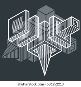 Vector abstract 3d geometric shape, polygonal figure.