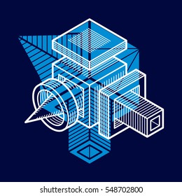 Vector abstract 3d geometric shape, polygonal figure.