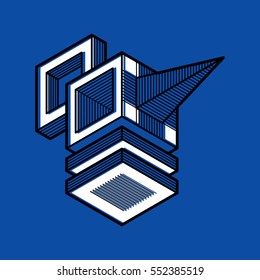 Vector abstract 3d geometric shape, polygonal figure.