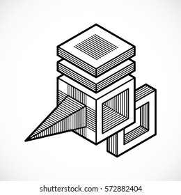 Vector abstract 3d geometric shape, polygonal figure.