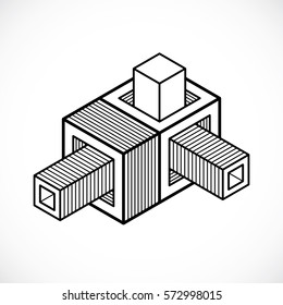 Vector abstract 3d geometric shape, polygonal figure.