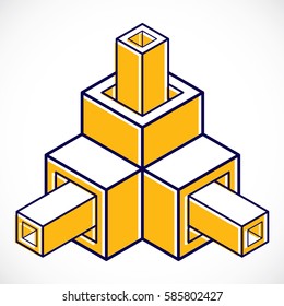 Vector abstract 3d geometric shape, polygonal figure.