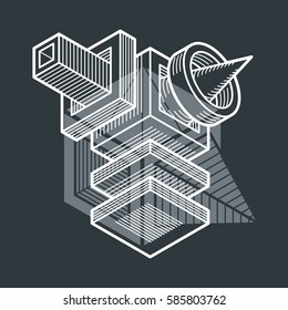 Vector abstract 3d geometric shape, polygonal figure.