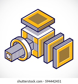 Vector abstract 3d geometric shape, polygonal figure.