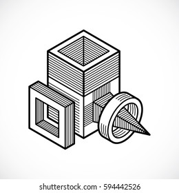 Vector abstract 3d geometric shape, polygonal figure.