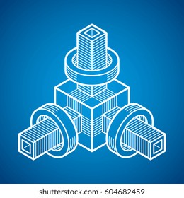 Vector abstract 3d geometric shape, polygonal figure.