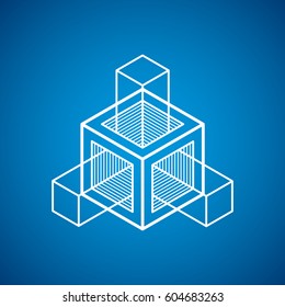 Vector abstract 3d geometric shape, polygonal figure.