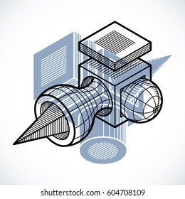 Vector abstract 3d geometric shape, polygonal figure.