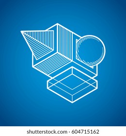 Vector abstract 3d geometric shape, polygonal figure.