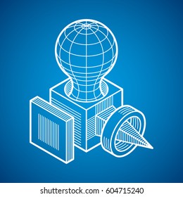 Vector abstract 3d geometric shape, polygonal figure.