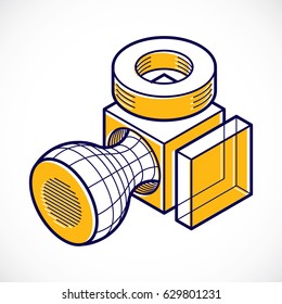 Vector abstract 3d geometric shape, polygonal figure.