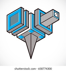 Vector abstract 3d geometric shape, polygonal figure.