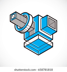 Vector abstract 3d geometric shape, polygonal figure.