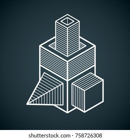 Vector abstract 3d geometric shape, polygonal figure.