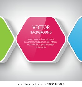 Vector abstract 3d glossy colorful hexagonal background