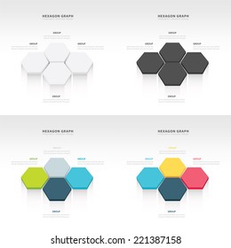 vector abstract 3d hexagonal paper infographic elements set