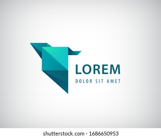 Logo de origami 3d abstracto vectorial, icono geométrico de origami. Concepto de negocio, plantilla de diseño de identidad de empresa