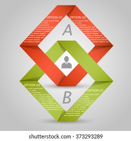 Vector abstract 3d origami paper infographic elements. Moebius triangle. Can be used for workflow layout,  business concept with 4 options, parts, steps or processes, banner, web design