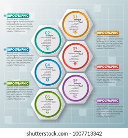 vector abstract 3d paper infographic elements.Hexagon infographics.Honeycomb design