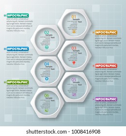 vector abstract 3d paper infographic elements.Hexagon infographics.Honeycomb design