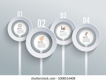 Vector abstract 3d paper infographic elements. Circular infographics.