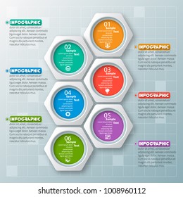 vector abstract 3d paper infographic elements.Hexagon infographics.Honeycomb design