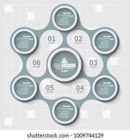 vector abstract 3d paper infographic elements.Hexagon infographics.Honeycomb design
