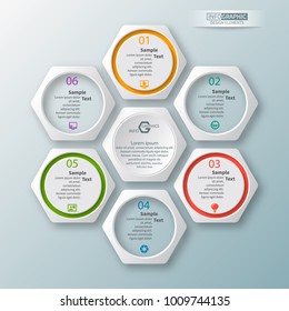 vector abstract 3d paper infographic elements.Hexagon infographics.Honeycomb design