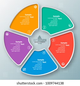 vector abstract 3d paper infographic elements.Circular infographics