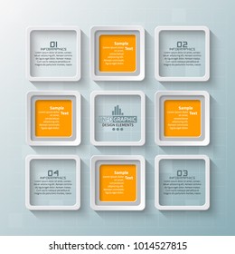 vector abstract 3d paper infographic elements.Square design.Business infographics