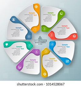 vector abstract 3d paper infographic elements.Eight options.Circular infographics
