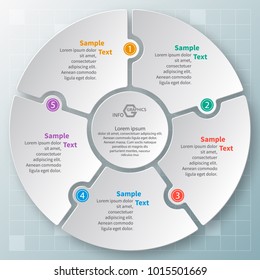 vector abstract 3d paper infographic elements.Five options.Circular infographics