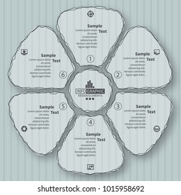 vector abstract 3d paper infographic elements.Six options.Circular infographics