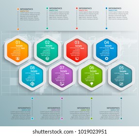 vector abstract 3d paper infographic elements.Hexagon infographics.Honeycomb design