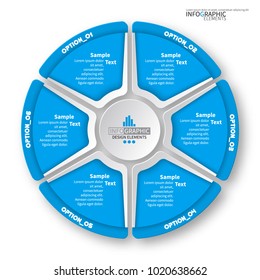 vector abstract 3d paper infographic elements.Six options.Circular infographics