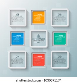 vector abstract 3d paper infographic elements.Squares infographics.