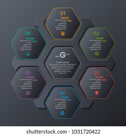 vector abstract 3d paper infographic elements.Hexagon infographics.Honeycomb design