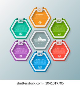 vector abstract 3d paper infographic elements.Hexagon infographics.Honeycomb design