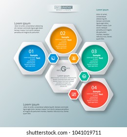 vector abstract 3d paper infographic elements.Hexagon infographics.Honeycomb design