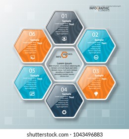 vector abstract 3d paper infographic elements.Hexagon infographics.Honeycomb design