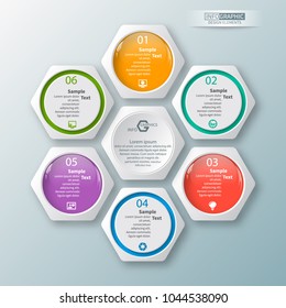 vector abstract 3d paper infographic elements.Hexagon infographics.Honeycomb design