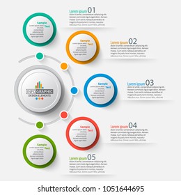 vector abstract 3d paper infographic elements.Circular infographics